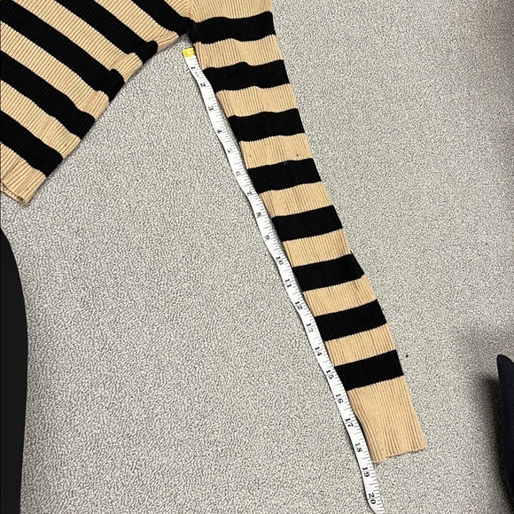 CLEARANCE Women’s Small Cropped Striped Black and Tan Sweater - Picture 9 of 10